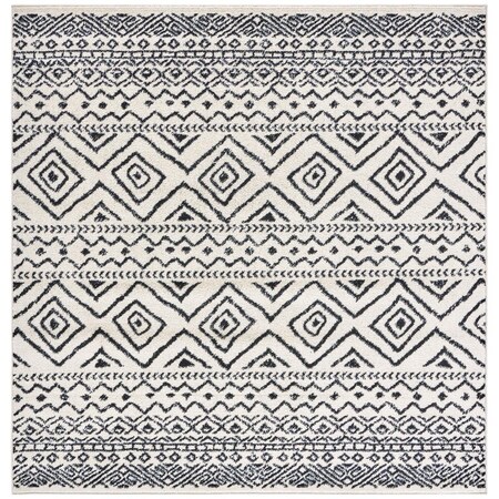 Flowers First 8 x 8 ft. Tulum Bohemian Contemporary Square Power Loomed Rug Ivory & Black FL1862504